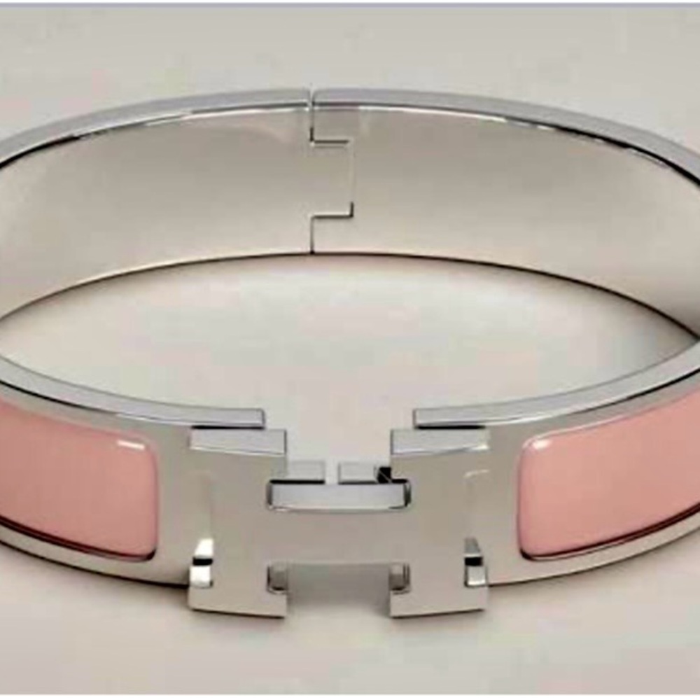 Hermes Clic H Pink and Silver Bracelet box, dust bag COA like new - Picture 3 of 8